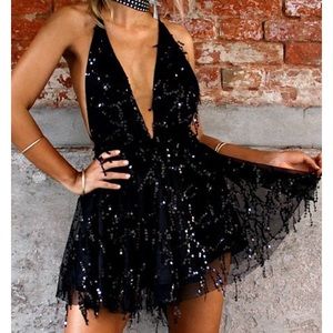 Black Sequin Romper